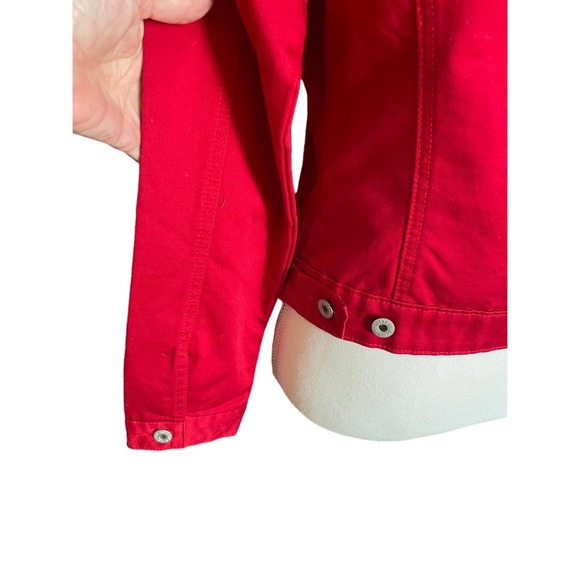 Gap Womens Button-Up Denim Jean Jacket Long Sleeve Chest Pockets Size S Red - Picture 5 of 7